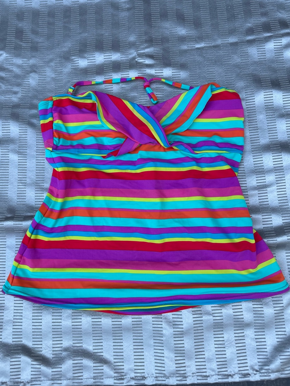 Candie’s Rainbow Stripe Swim Tankini Top XL
